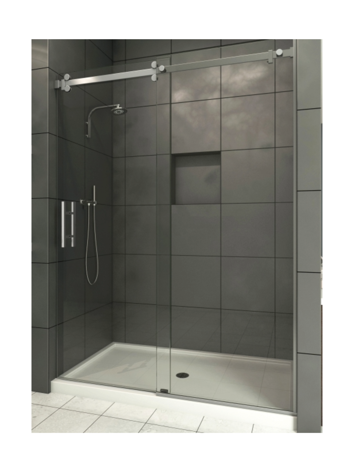 3/8 inch canyon frameless barn door shower slider with clear tempered glass in Tucson