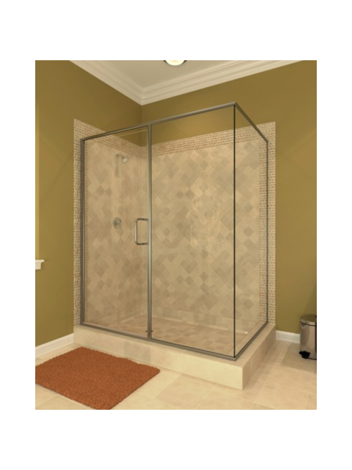 1/4" Semi-Framed Shower Doors with Inline Panel & 90° Return (ASD)