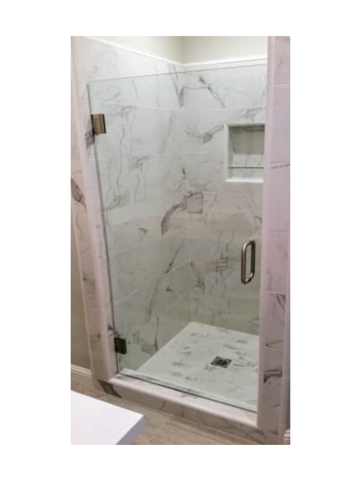 3/8 inch frameless shower door in Tucson with clear tempered glass
