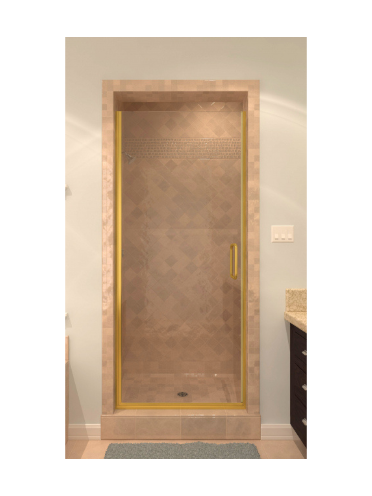 1/4 inch semi-frameless swing shower door in Tucson with clear tempered glass and metal frame