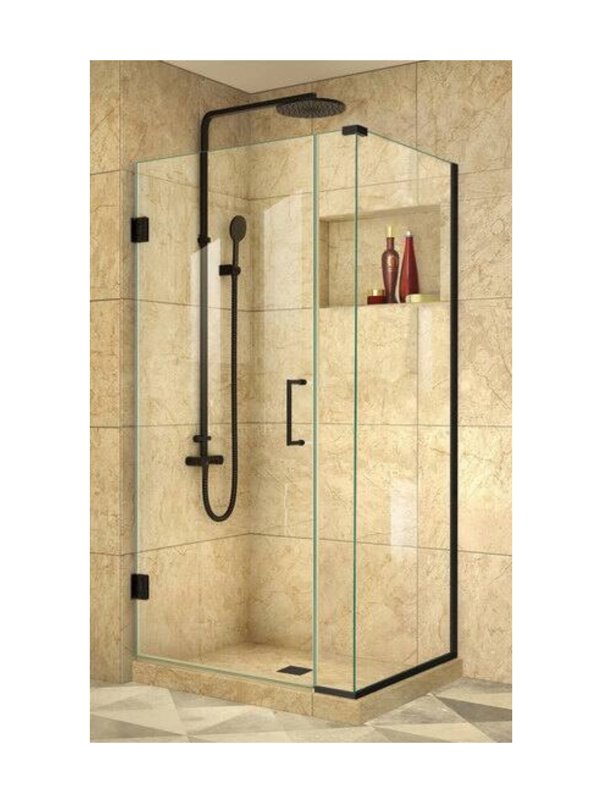 3/8" Frameless Shower Door with Inline Panel and 90 Degree Return – Tucson Pickup or Installation