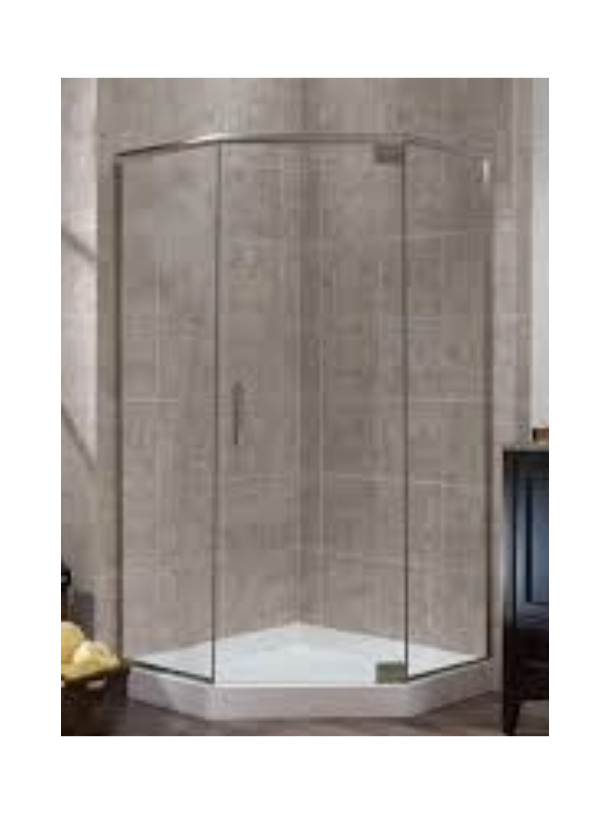 3/8 inch frameless neo angle corner shower enclosure in Tucson with clear tempered glass