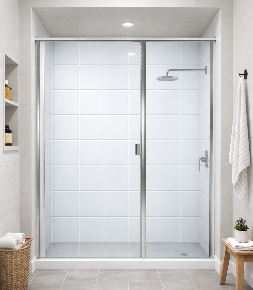 3/16" Semi-Frameless Swing Shower Door with Inline Panel (ASD)